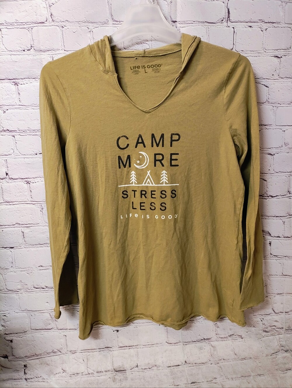 Life is Good Women's Camp More Pullover Olive Hooded Longsleeve